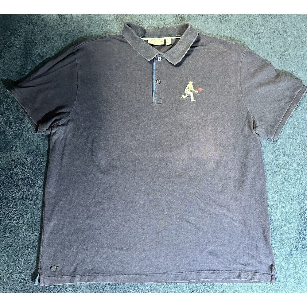 LACOSTE Navy Golf Embroidered Logo Slim Fit Polo Shirt 4XL